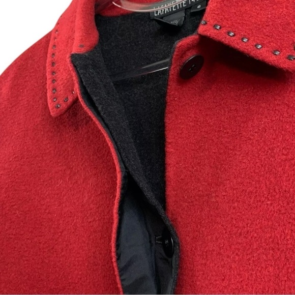Lafayette 148 Wool Embroidered Stitch Trim Buttoned Jacket Red Black Size 6 - Picture 4 of 7
